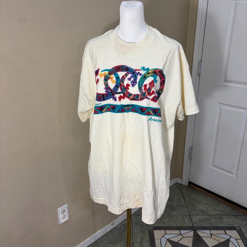Vintage Arizona Lizard Single Stitch T-shirt Sz XLarge Western Aztec Boho Casual